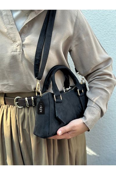 Night Geanta de mana si umar dama Monica Model Suede Neagra