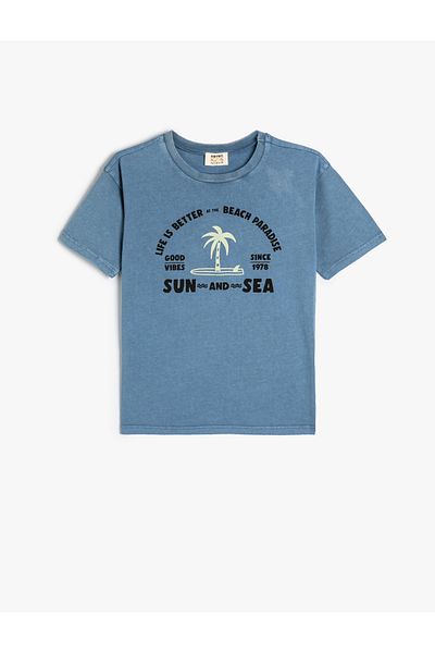 Koton Tricou din bumbac cu mânecă scurtă cu slogan imprimat