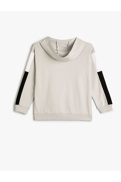 Koton Hooded Sweatshirt Kangaroo Pocket Sports Theme Print Detailed Cotton