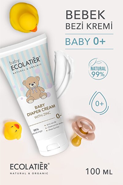 ECOLATIER Bebek Pişik Kremi 0+ Yaş Yenidoğan Bakım Ürünü, Papatya Özü, Shea Yağı, Çinko Oksit, 100 ml