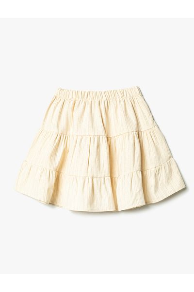 Koton Skirt Flounced Layered Frilly Elastic Waist Cotton