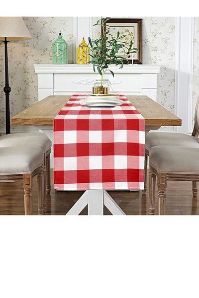 Erba kreasyon Natural Linen Duck Runner Liquid Proof Stain Resistant Tablecloth 40X140 cm