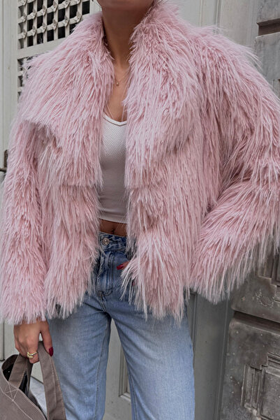 ASEDE Γούνινο παλτό κανονικού μεγέθους με μαλακή υφή με λεπτομέρεια τσέπης