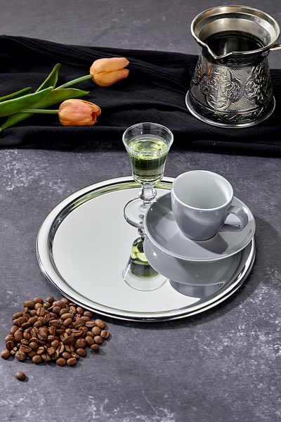 Milenay Elite Series - 22cm Chrome Presentation and Promise Engagement Tray, Avant-Garde Design, Single Piece