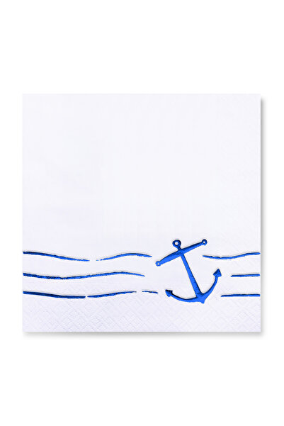 Story 33x33 سم مرساة ورقية زرقاء منقوشة بحرية 16 قطعة مناديل ورقية بيضاء اللون