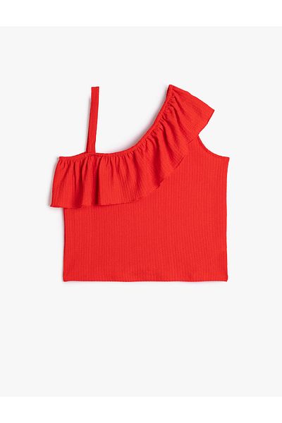 Koton Schlichtes rotes Mädchen-T-Shirt 3SKG10140AK