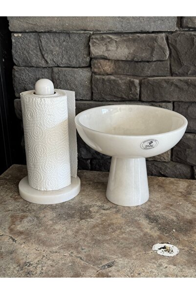 Polen Stone White Marble Set of 2 Towel Holders