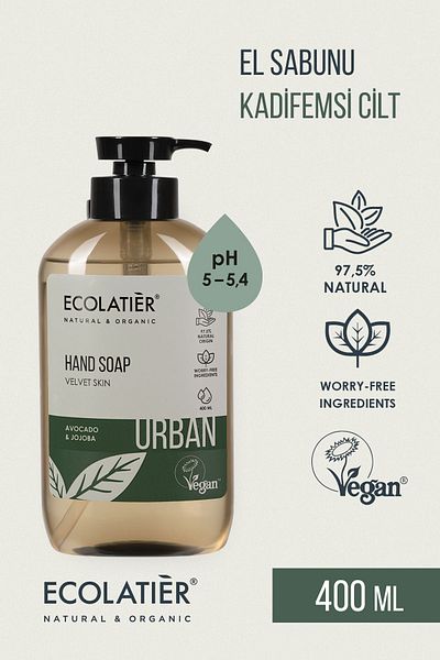 ECOLATIER Natural Nourishing Moisturizing Hand Soap - 97.5% Liquid, Dry Skin for Jojoba & Avocado