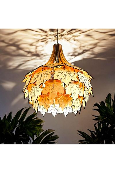 hü ma tasarım ve aksesuar Decart Edison Office Living Room Cafe Lighting Design Natural Wood Mdf 3D Laser Cut Rustic Living Room Chandelier