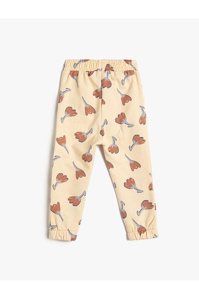 Koton Jogger Sweatpants Floral Printed Pockets Elastic Waist Ribbed Cotton
