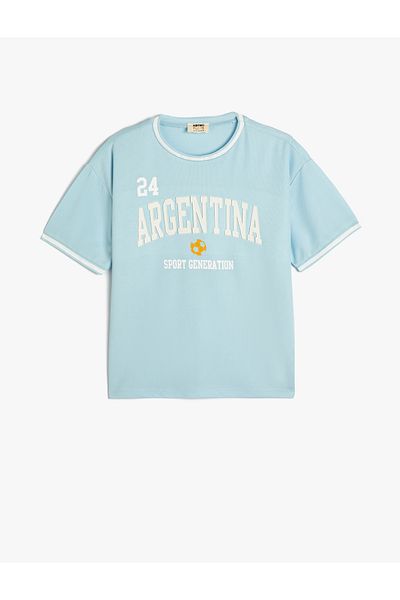 Koton Tricou supradimensionat cu imprimeu Argentina - mânecă scurtă, gât crew