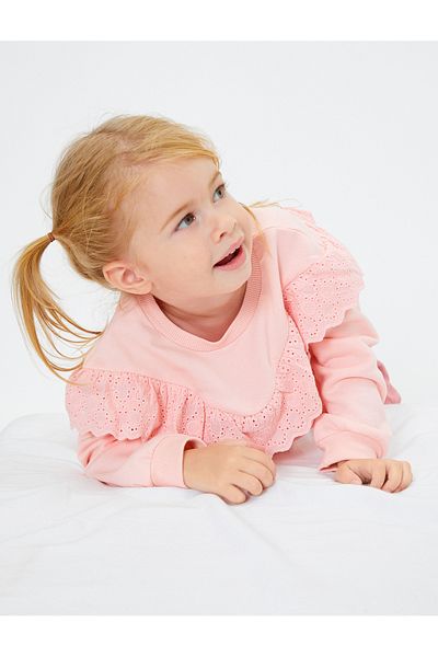Koton Ruffle Sweat Rose Gold Crew Neck Cotton