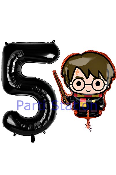 Parti Station Harry Potter 5 Yaş Siyah Renk Rakam Balon Set Harry Potter Hogw...