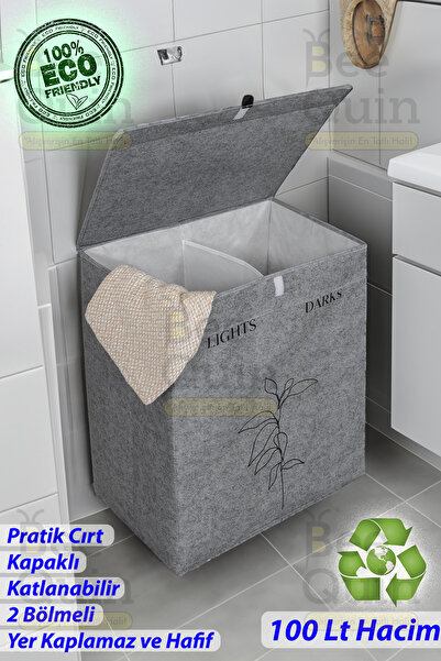 HASBY Kirli Çamaşır Sepeti Katlanabilir Sepet Banyo Sepetli Katlanır Keçe 2 G...