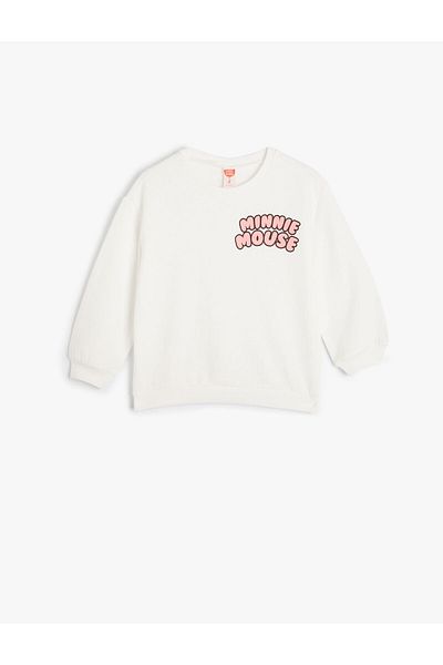 Koton Minnie Mouse Printed Licensed Sweatshirt Raised Cotton