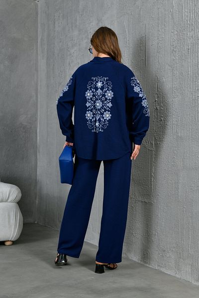Miss Allos Women's Back and Sleeves Embroidered Pearl Detailed Knitted Knitwear Kimono Jacket and Trousers Bottom Top Set