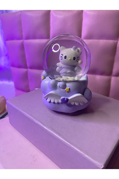 Hello Kitty Kar Küresi (IŞIKSIZ) , Yılbaşı Konsept Hediyelik Lila Veya Pudra Pembesi