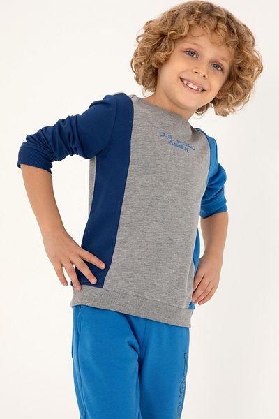 U.S. Polo Assn. Boys' Gray Crew Neck Melange Sweatshirt - 50293646 -Vr109