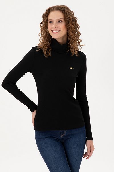 U.S. Polo Assn. Hanorac negru cu gât rotic de damă 50297393 -VR046