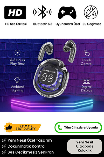 Noriyen Yeni Nesil Ultrapods Pro 8D Stereo Ses Powerbanklı Ios Android Uyumlu...
