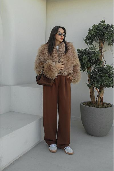 Havoş Παντελόνι Palazzo με πλισέ Camel