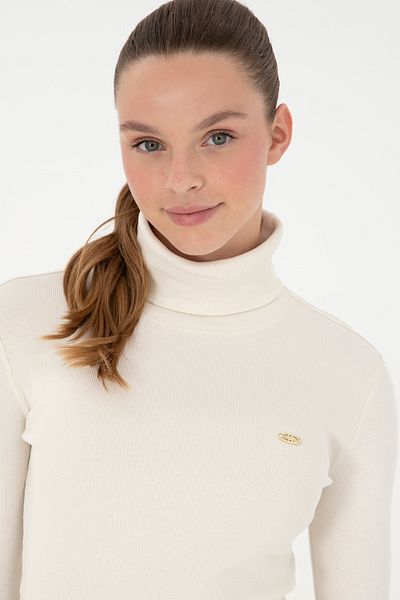 U.S. Polo Assn. Hanorac de damă crem cu gât roscat 50297393 -VR071