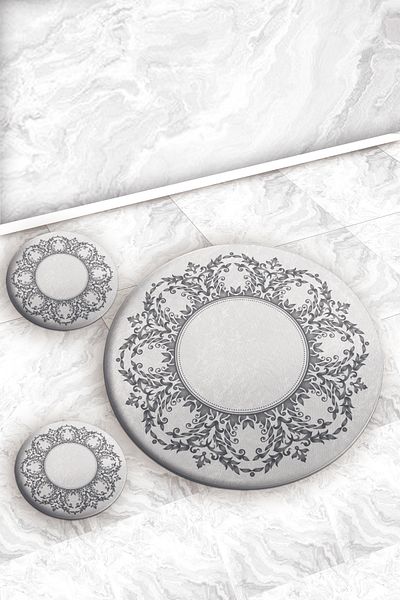 Evperest Bathroom Mat Set Dual Gray Model