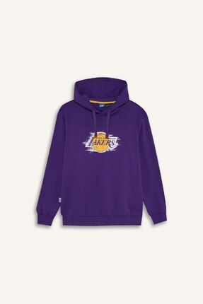 Defacto DeFactoFit NBA Los Angeles Lakers Standart Fit Kapu onlu Bask l Kal n Sporcu Sweatshirt D8512AX24AU Fiyat Yorumlar Trendyol