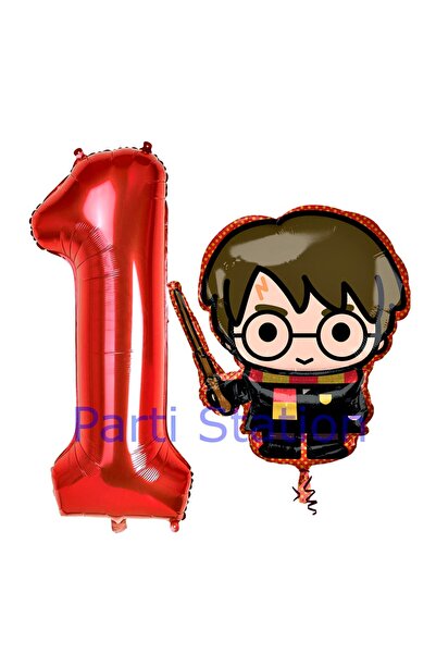 Parti Station Harry Potter 1 Yaş Kırmızı Renk Rakam Balon Set Harry Potter Ho...
