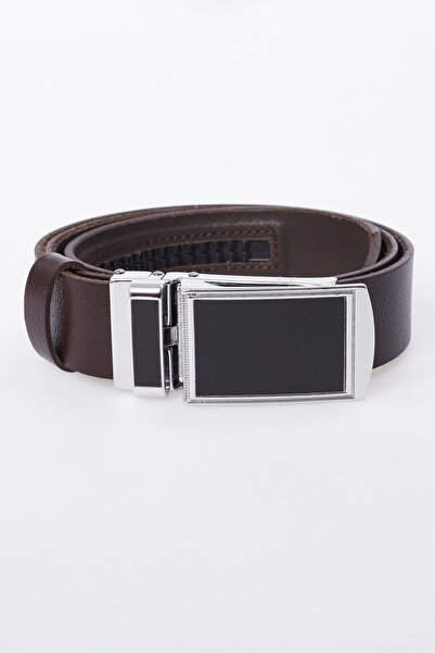 derikem 100% γνήσιο δέρμα μπαμπάς - Κλασική ανδρική ζώνη με αυτόματη πόρπη και χωρίς τρύπες, καφέ