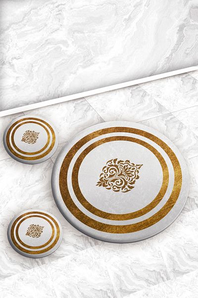Evperest Bathroom Mat Set Stripe Damask Model