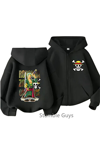 GALASHOP طباعة Zoro Anime - بأكمام طويلة وغطاء للرأس وسحاب