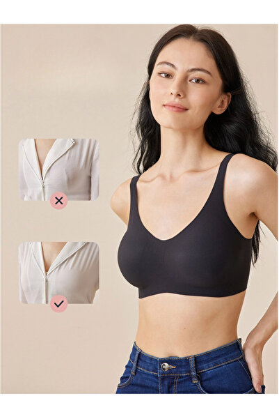 SWEETKORSE Laser Cut Seamless Padded Soft Non-Marking Invisible Invisible Push up Gathering Bra Without Underwire