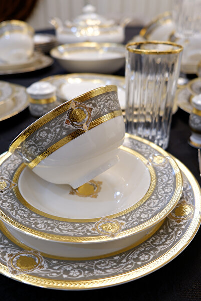 Camilla Juliette 61 Parça 12 Kişilik 24k Kabartmalı Altın Yemek Takımı