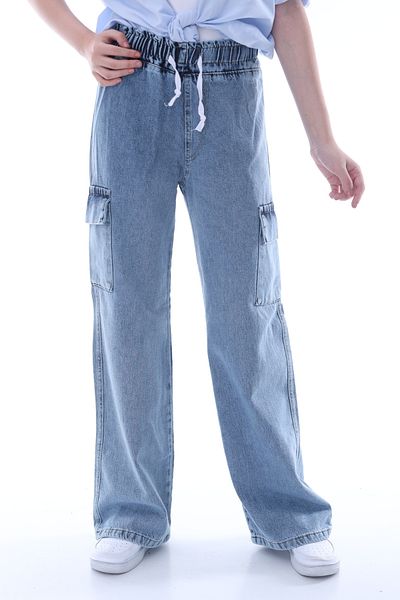 Pantulux Pantaloni de blugi din țesătură moale din denim, 100% bumbac, cu talie completă elastică