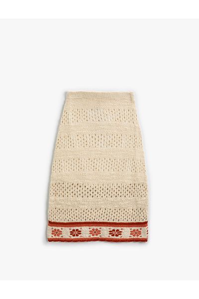 Koton Openwork Skirt with Flower Detail