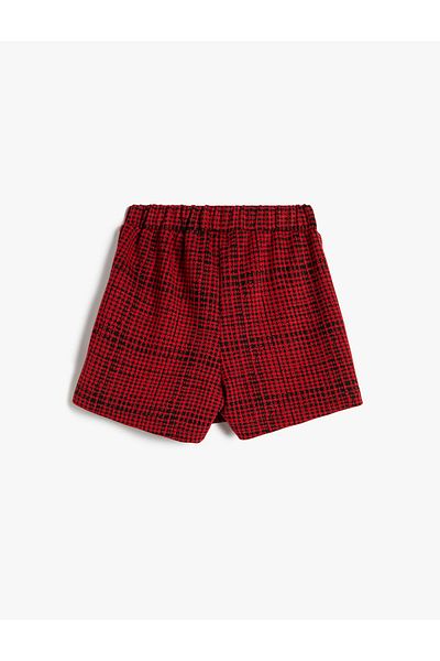 Koton Tweed Shorts Skirt Double Breasted Elastic Waist