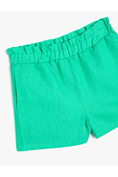 Koton Keten Şort Cep Detaylı Beli Lastikli