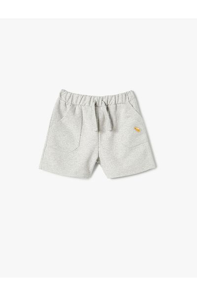 Koton Basic Shorts with Tie Waist and Pockets and Applique Detail