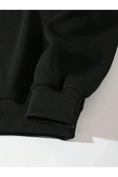 Pink Sky Black Hooded Sweatshirt and Sweatpants - Sword and Rose Printed, Oversize