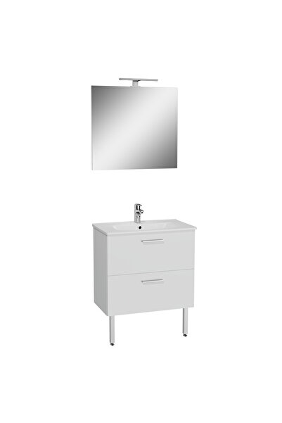 VitrA Mia 66100 Banyo Dolabı Seti Çekmeceli, Ayaklı, 70 cm, Parlak Beyaz