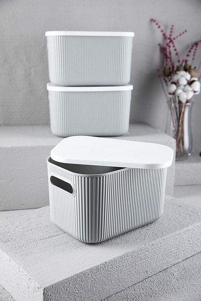 Bayev 2 Bucuri Depozitare 6 Lt Gri Multifunctional Dulap Organizator Container Depozitare cu Capac