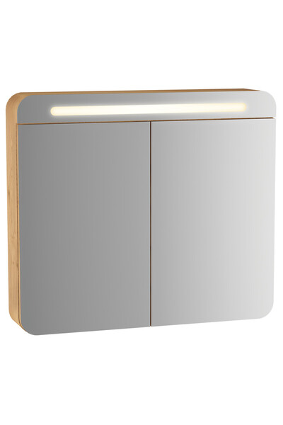 VitrA Sento 60896 Aydınlatmalı Dolaplı Ayna, 80 cm, Açık Meşe