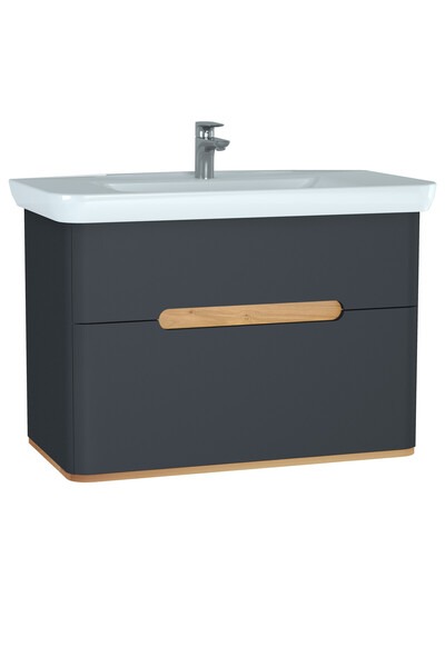 VitrA Sento 60838 Lavabo Dolabı, Çift Çekmeceli, 100 Cm, Mat Antrasit