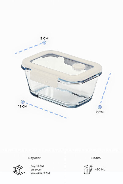 NEOFLAM Fika Glace Vakumlu Cam Saklama Kabı 460 ml Bej