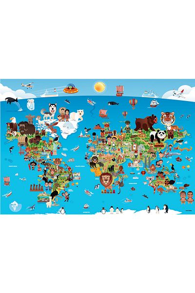 Anatolian Puzzle 260 Pieces Cartoon World Map 3338