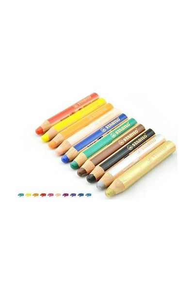 Stabilo Woody 3in1 Duo - 10 Colors Dry Paint, Eo882/10-2
