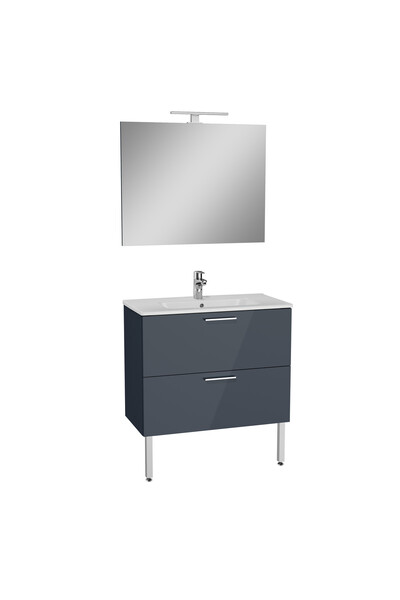 VitrA Mia 75077 Banyo Dolabı Seti Çekmeceli, Ayaklı, 80 cm, Antrasit