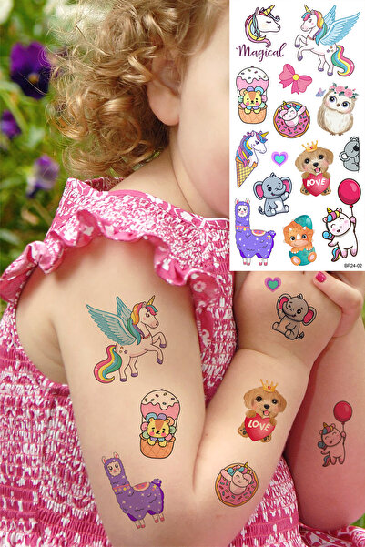 BP Tattoo Pony Geçici Dövme Renkli Geçici Dövme Kız Çocukları için