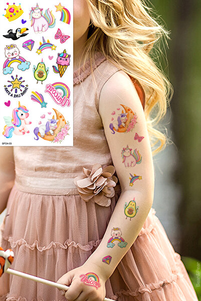 BP Tattoo Unicorn Dövme Renkli Geçici Kız Çocuk Dövmesi